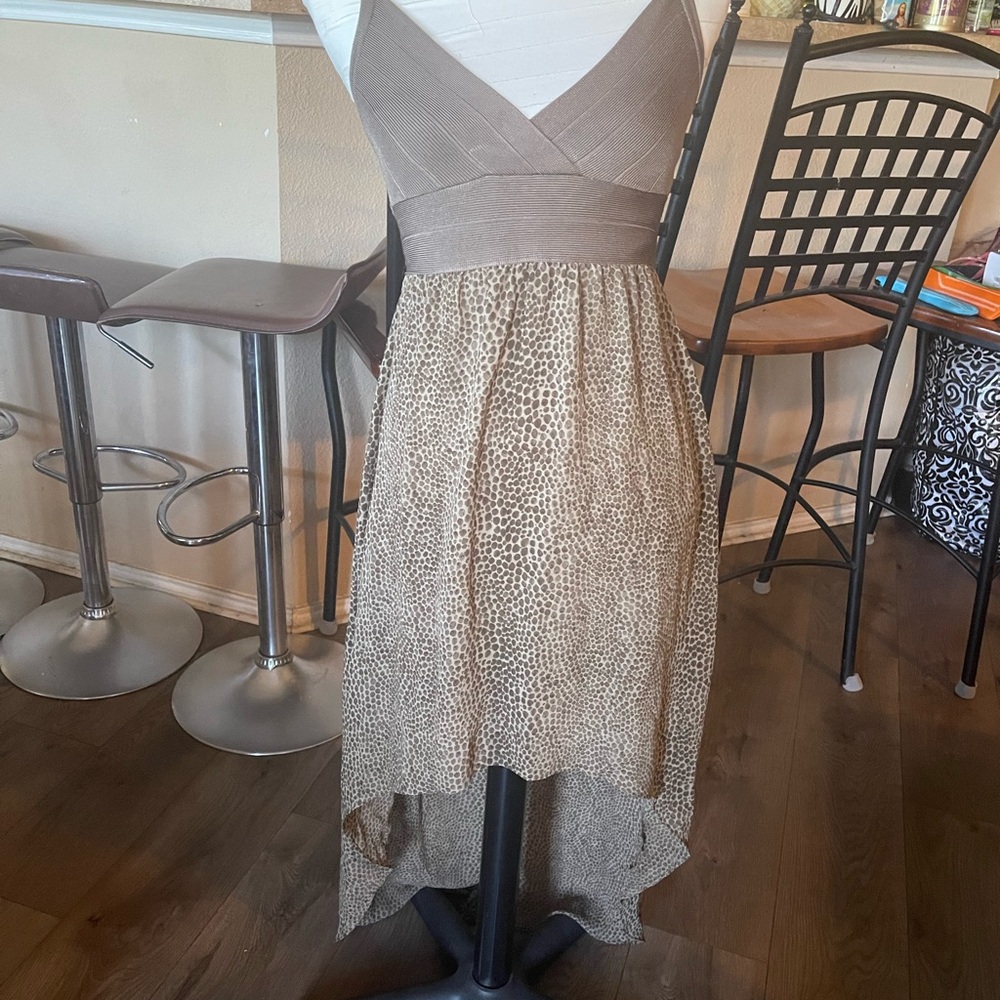 Brown V-Neck Knee-Length Sundress